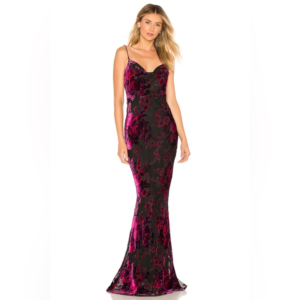 LIKELY Midori Gown in Fuschia & Black